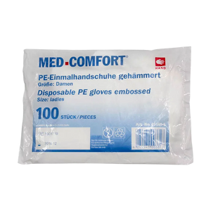 Medizinische Produkte -PE - Handschuhe, Einweghandschuh, transparent, Gr.S, gehämmert, für Damen, 100 St/Btl.