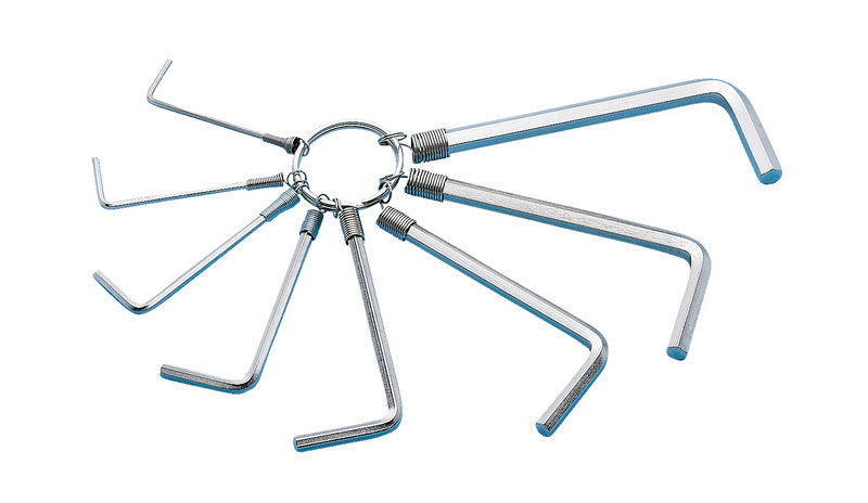 Set mit acht Winkelschraubendrehern in verschiedenen Größen und ergonomischen Griffen.