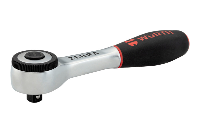 Umschaltknarre mit 3/8 Zoll-Anschluss, 175 mm lang, ergonomischer Drehgriff und verchromtem Stahl.