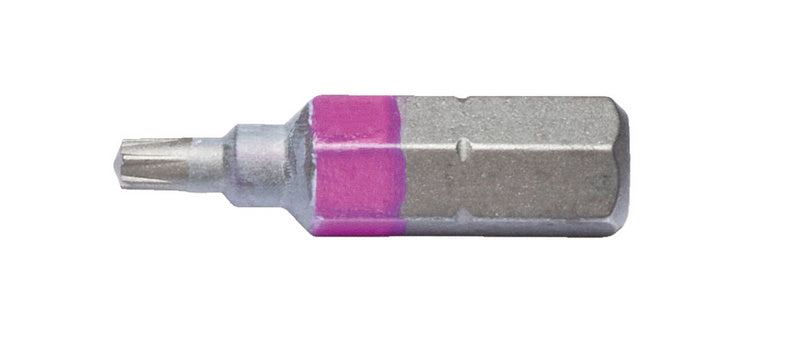 Pink 25mm 1/4 inch hex screwdriver bits, pack of 100 units.