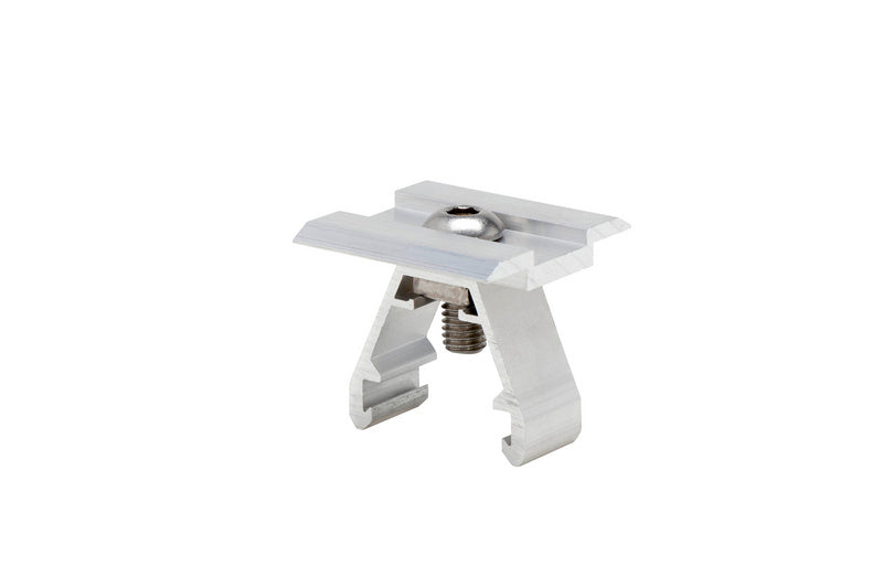 Halteklammer-Solaranlage HALTKLR in silberner Farbe mit stabiler, korrosionsbeständiger Konstruktion.