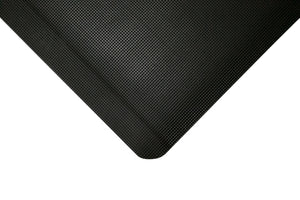 Schwarze Bodenmatte mit Antirutsch-Oberfläche, ideal für Schweißer und Mechaniker.
