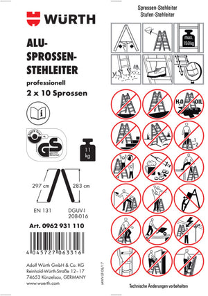 Zubehör Leitern-ETIK-(F.STEHLEI-0962931110)-PVC Verpackungsinhalt 1 Einheit