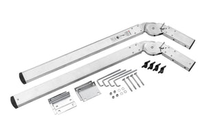 Zwei Einheiten Aluminiumzubehör für Leitern ABRU/KIPPSI mit rutschfester und stabiler Konstruktion.
