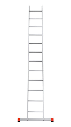 Aluminium Anlegeleiter mit rutschfesten Sprossen und klappbarem Design für einfache Handhabung.