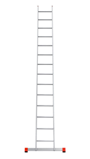 Leichte Aluminium-Anlegeleiter mit rutschfesten Sprossen und Klappmechanismus für Handwerksarbeiten.