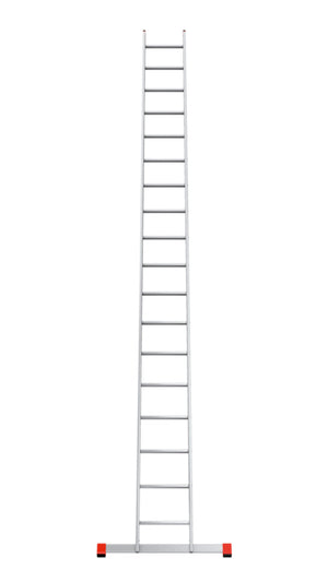 Aluminium Anlegeleiter mit rutschfesten Sprossen und klappbarem Design für einfache Lagerung.