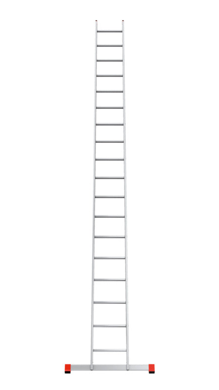 Aluminium Anlegeleiter mit rutschfesten Sprossen und klappbarem Design für einfache Lagerung.