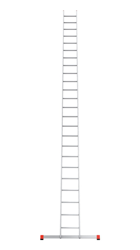 Aluminium Anlegeleiter mit rutschfesten Sprossen und klappbarem Design für einfache Lagerung.