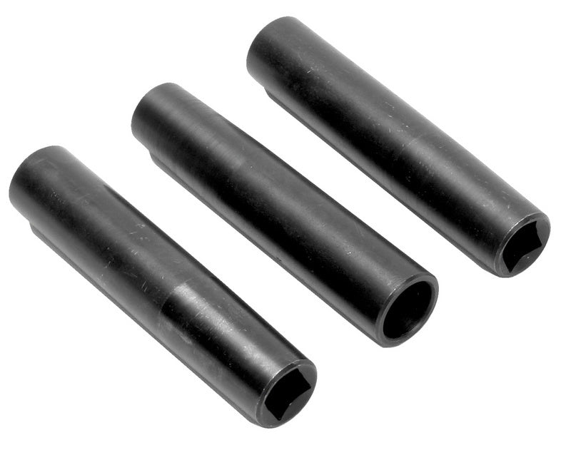 Drei Zentrierhülsen im Set mit M22x2,5 mm Gewinde für präzise Ausrichtung und Montage.