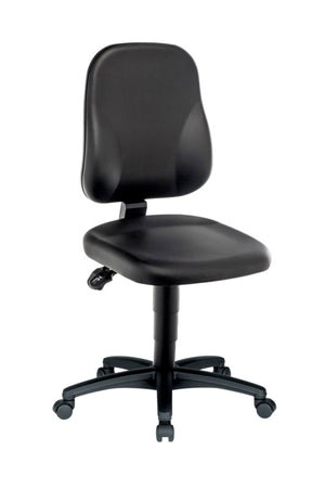 Ergonomischer Arbeitsstuhl mit höhenverstellbarem Sitz und gepolsterten Armlehnen in modernem Design.