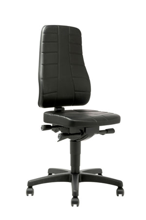 Ergonomischer Werkstatt-Arbeitsstuhl mit Kunstlederbezug, höhenverstellbar und gepolstert.