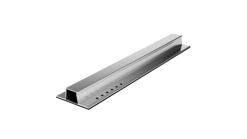 Robuste Aluminium-Montageschiene BLSHN-SOL-ALU-ZEBRA für Solaranlagen mit vorgebohrten Löchern.