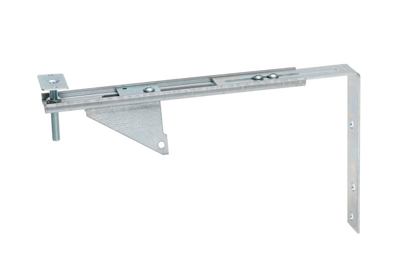 Verstellbare Montagekonsole für Fenstermontage aus robustem Material in dunkler Farbe.