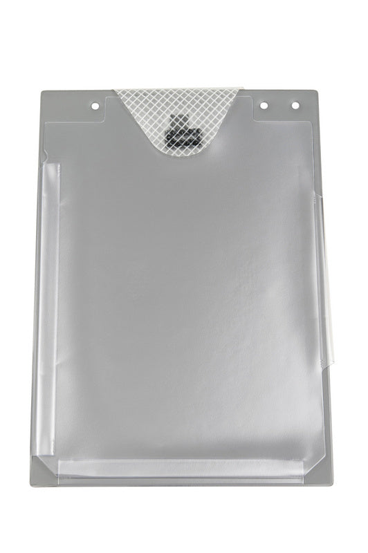 Dokumentenschutztasche mit transparenten Fächern und robustem, wasserabweisendem Material.