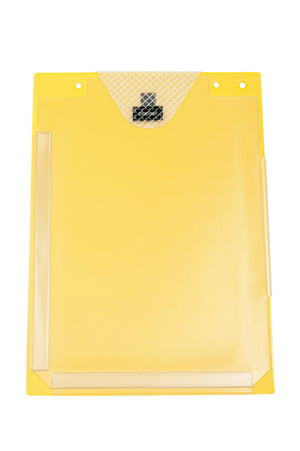 Dokumentenschutztasche mit transparenten Fächern und robustem, wasserabweisendem Material.