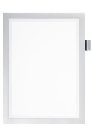 Magnetischer Dokumentenhalter in robustem Material mit flexibler Halterung für verschiedene Formate.