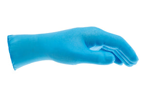 Blauer Einweg-Nitrilhandschuh ohne Latex mit rauer Oberfläche, 100 Stück pro Packung.