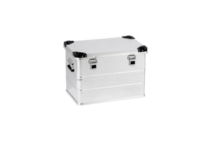 Robuste Aluminiumbox mit fest schließendem Deckel und glatter Innenfläche für Werkzeugaufbewahrung.