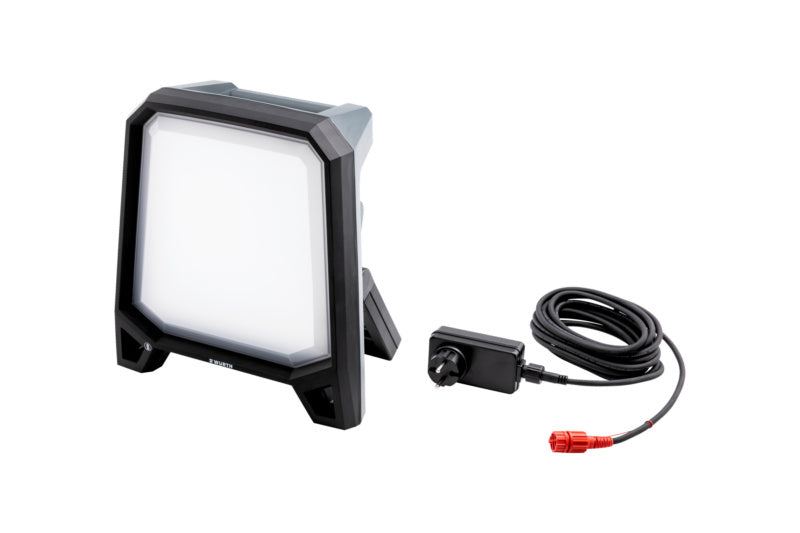 Kompakte Akku-LED-Arbeitsleuchte mit verstellbaren Helligkeitsstufen und Magnetbefestigung.