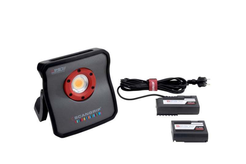 Kompakte Akku-LED-Arbeitsleuchte mit verstellbaren Helligkeitsstufen und Magnetbefestigung.