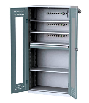 Flügeltürenschrank-FLGTRSHRNK-SICHTF-AKKU-AS22-RAL7042 Verpackungsinhalt 1 Einheit