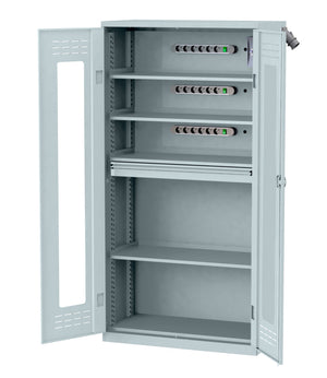 Flügeltürenschrank-FLGTRSHRNK-SICHTF-AKKU-AS22-RAL7035 Verpackungsinhalt 1 Einheit