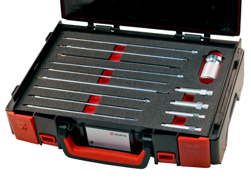 Zünd- und Glühkerzenwerkzeug Set mit verschiedenen Stecknüssen und Aufbewahrungsbox in kompakter Ausführung.