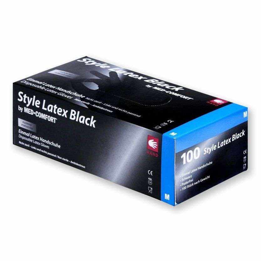 Latex gloves black size M 100 pieces/pack – Marktplatz24