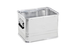 Robuste Aluminiumbox mit praktischem Verschluss und großzügigem Innenraum für Werkzeuge.