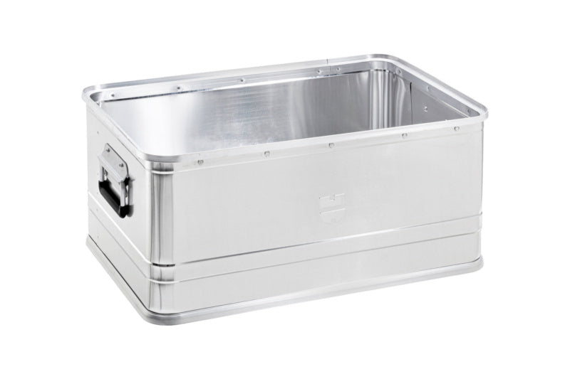 Aluminiumbox-ALUBOX aus leichtem Aluminium mit praktischem Verschlusssystem und flexiblem Innenraum.