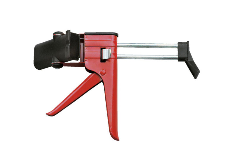 Robuste Doppelkartuschenpistole mit ergonomischem Griff und präzisem Dosiersystem für Handwerker.