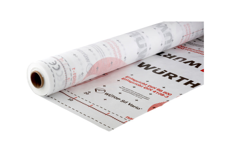 Rolle Dampfbremse-DAMPFBREMS in weißem Material zur Feuchtigkeitsregulierung im Bauwesen.