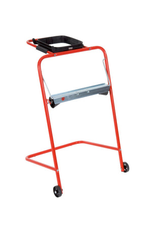 Bodenständer für Putzpapierrollen, fahrbar mit robustem Design und mechanischem Abrollmechanismus.