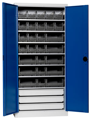Flügeltürenschrank Lagerbox-FLGTRSHRNK-VOLLBL-SLB-FB522S-BOX-RAL5010 Verpackungsinhalt 1 Einheit