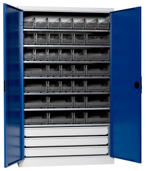 Flügeltürenschrank Lagerbox-FLGTRSHRNK-VOLLBL-SLB-FB523S-BOX-RAL5010 Verpackungsinhalt 1 Einheit