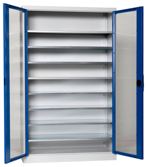 Flügeltürenschrank Lagerbox-FLGTRSHRNK-SICHTF-SLB-FB521-RAL5010 Verpackungsinhalt 1 Einheit