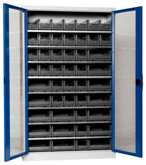 Flügeltürenschrank Lagerbox-FLGTRSHRNK-SICHTF-SLB-FB521-BOX-RAL5010 Verpackungsinhalt 1 Einheit