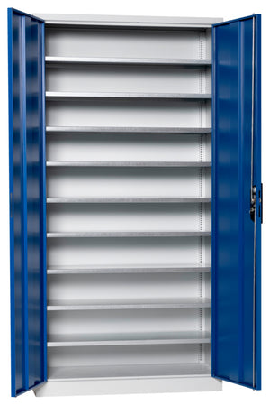 Flügeltürenschrank Lagerbox-FLGTRSHRNK-LGRBOX-SLB-FB415-RAL5010 Verpackungsinhalt 1 Einheit