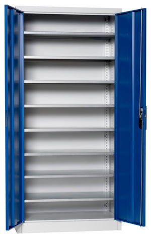 Flügeltürenschrank Lagerbox-FLGTRSHRNK-VOLLBL-SLB-FB522-RAL5010 Verpackungsinhalt 1 Einheit