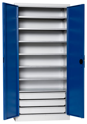 Flügeltürenschrank Lagerbox-FLGTRSHRNK-VOLLBL-SLB-FB522S-RAL5010 Verpackungsinhalt 1 Einheit