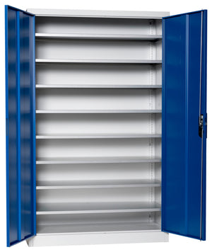Flügeltürenschrank Lagerbox-FLGTRSHRNK-VOLLBL-SLB-FB523-RAL5010 Verpackungsinhalt 1 Einheit