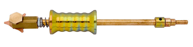 A metal pin puller tool with a sturdy handle for automotive body repair.