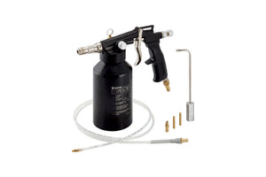 Schwarze Pistole für Hohlraumschutz mit ergonomischem Griff und verstellbarer Spritzdüse.