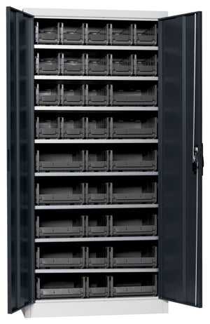 Flügeltürenschrank Lagerbox-FLGTRSHRNK-VOLLBL-SLB-FB522-BOX-RAL7016 Verpackungsinhalt 1 Einheit