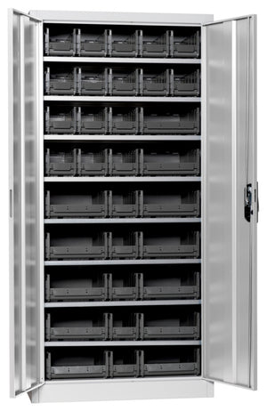 Flügeltürenschrank Lagerbox-FLGTRSHRNK-VOLLBL-SLB-FB522-BOX-RAL7035 Verpackungsinhalt 1 Einheit