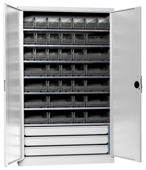 Flügeltürenschrank Lagerbox-FLGTRSHRNK-VOLLBL-SLB-FB523S-BOX-RAL7035 Verpackungsinhalt 1 Einheit