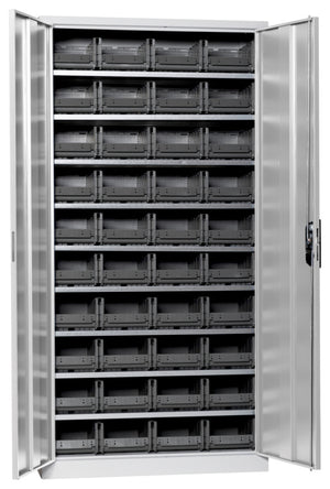 Flügeltürenschrank Lagerbox-FLGTRSHRNK-LGRBOX-SLB-FB415-BOX-RAL7035 Verpackungsinhalt 1 Einheit