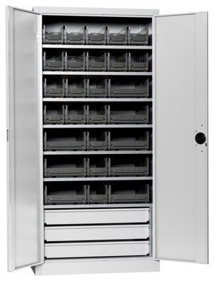 Flügeltürenschrank Lagerbox-FLGTRSHRNK-VOLLBL-SLB-FB522S-BOX-RAL7035 Verpackungsinhalt 1 Einheit