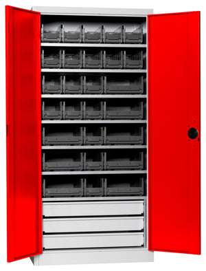 Flügeltürenschrank Lagerbox-FLGTRSHRNK-VOLLBL-SLB-FB522S-BOX-RAL3020 Verpackungsinhalt 1 Einheit